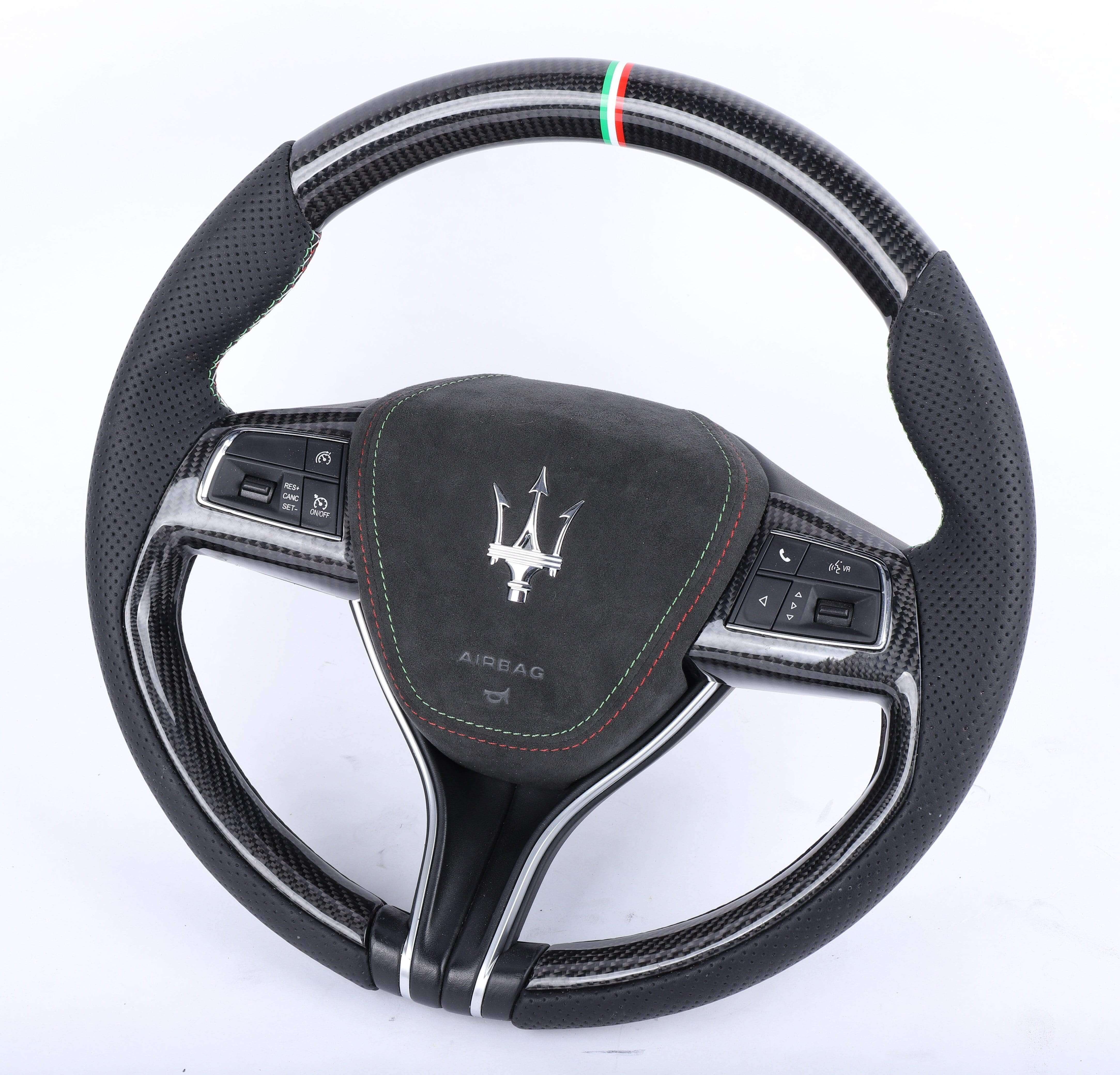Maserati Ghibli Quattroporte Levante Custom Carbon Fiber Steering Wheel 2014-2024, reference RCC-MASERATI-03
