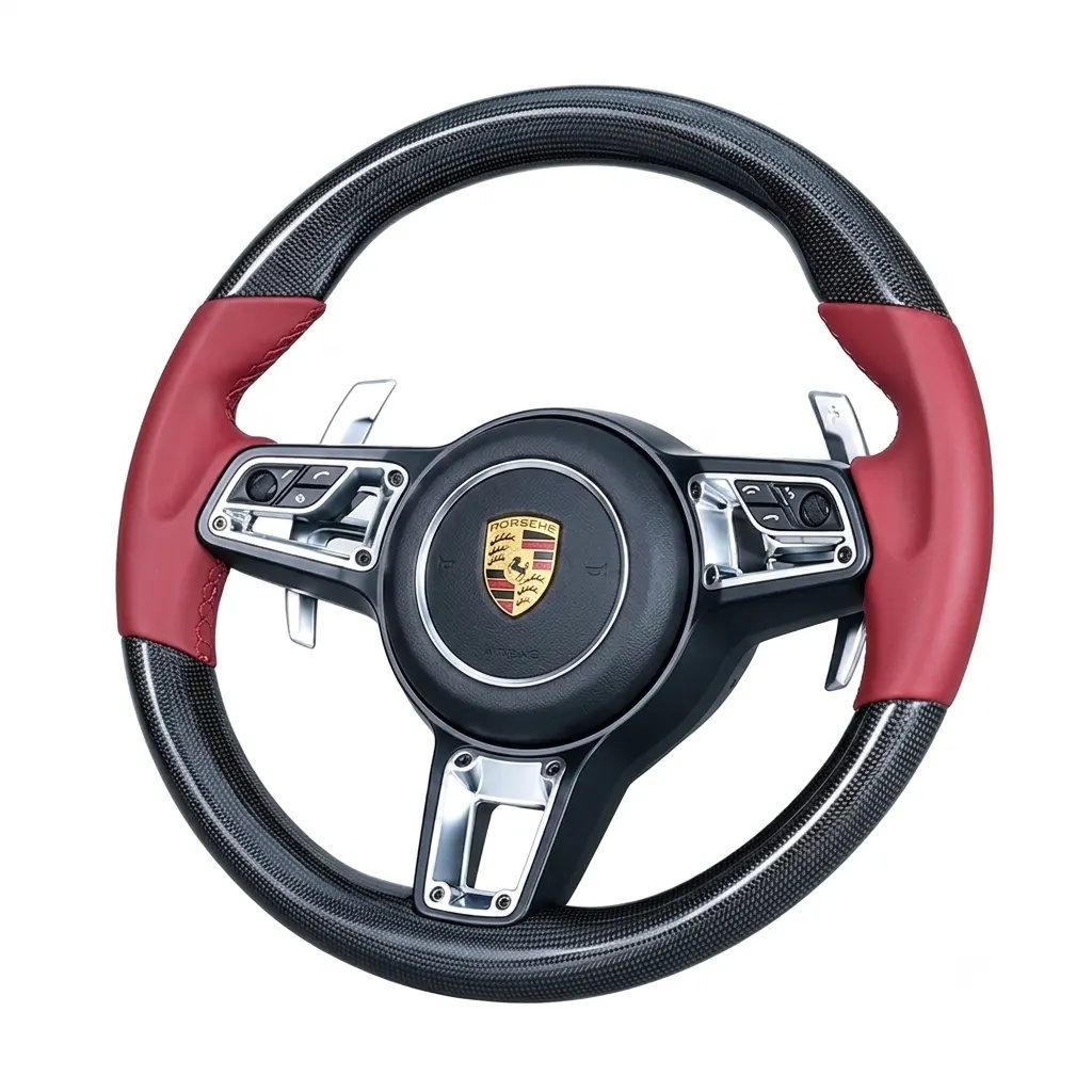 Custom Car Steering Wheels – Carbon Fiber Porsche Cayenne 2019-23 9Y0 Replacement Steering Wheel, reference AK-WEB-2323