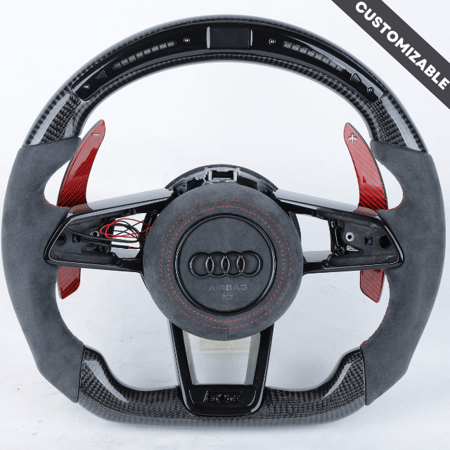 2008-2024 Audi R8/TTRS Custom Carbon Fiber Steering Wheel ( Fits 2008+ Models with Selected Upgrades ), reference RCC-AUDI-04